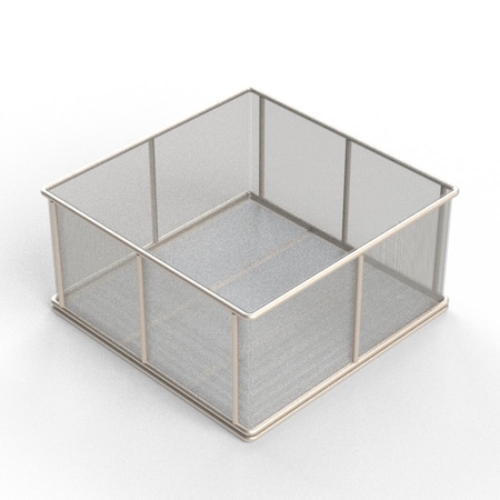 Anysizebasket Rectangular Wire Mesh Basket: 12Lx12Wx6H, 304 SS, 1/4 Rod Frame, No Handles, Mesh: 8 x .047 TMT-120120060-N08S